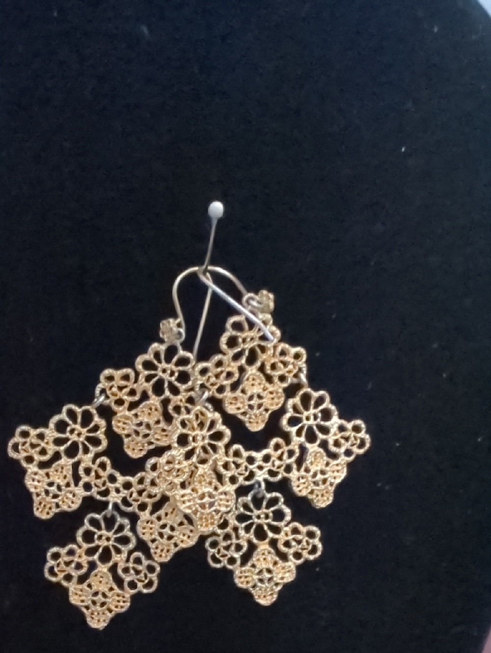 Gold Floral Filigree Drop Earrings - Women Jewelry